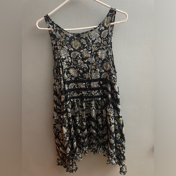 Free People Voile Trapeze Dress Lace Detail Paisley Print - Picture 2 of 6